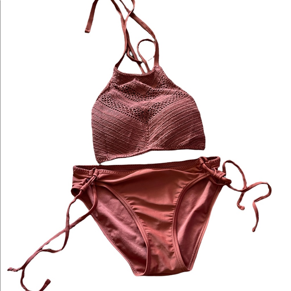 Xhilaration Rust Crochet high neck bikini 👙